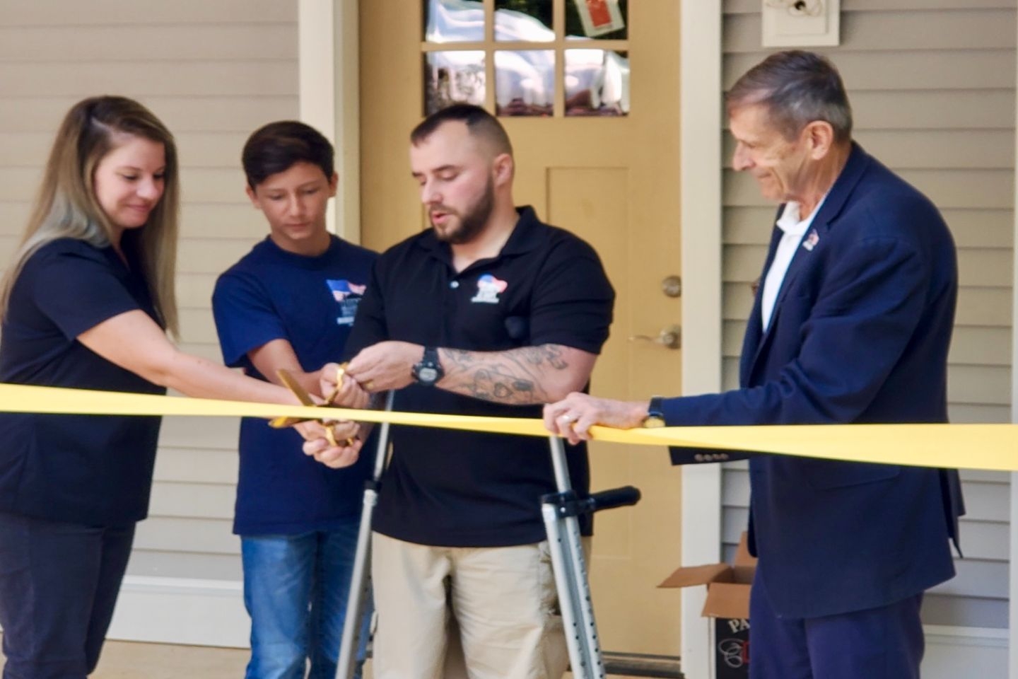 On Saturday, 17 September 2022, Homes for Our Troops presented a new, completely accessible home to Post member, Derrick Sharpe. After Sharpe raised over $35,000 himself toward the costs, the organization funded the rest of the costs. Corporal Sharpe received life-threatening wounds after stepping on an IED in 2006 in Iraq. 